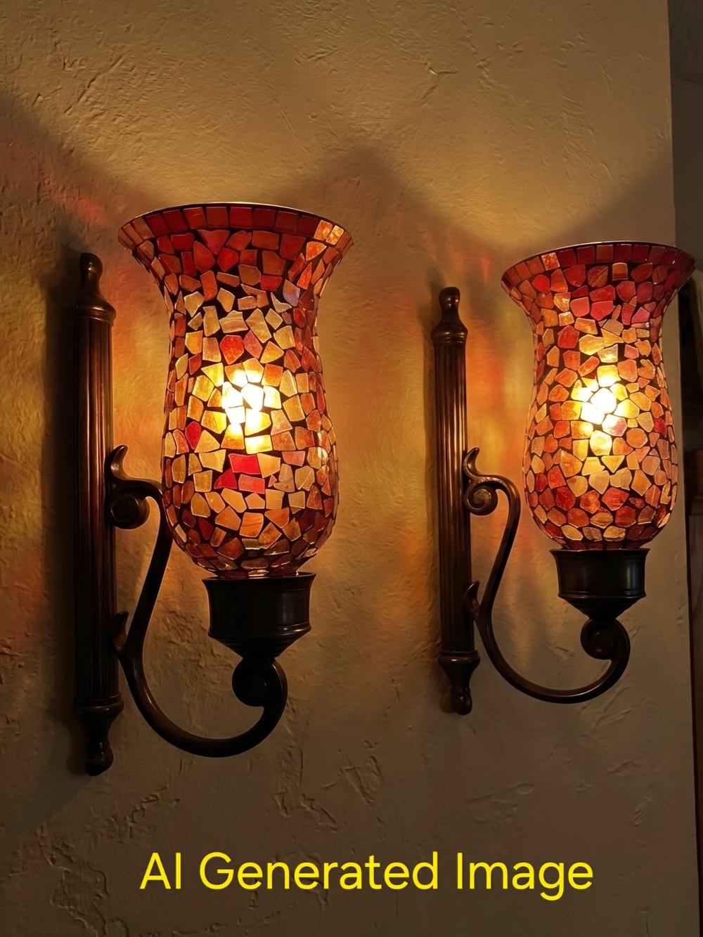 Bombay Red and Gold Mosaic Wall Sconces